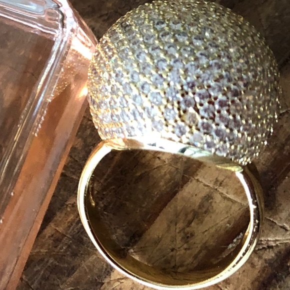 HUGE Pave Globe Shape Cocktail Ring size 8 - Picture 1 of 4